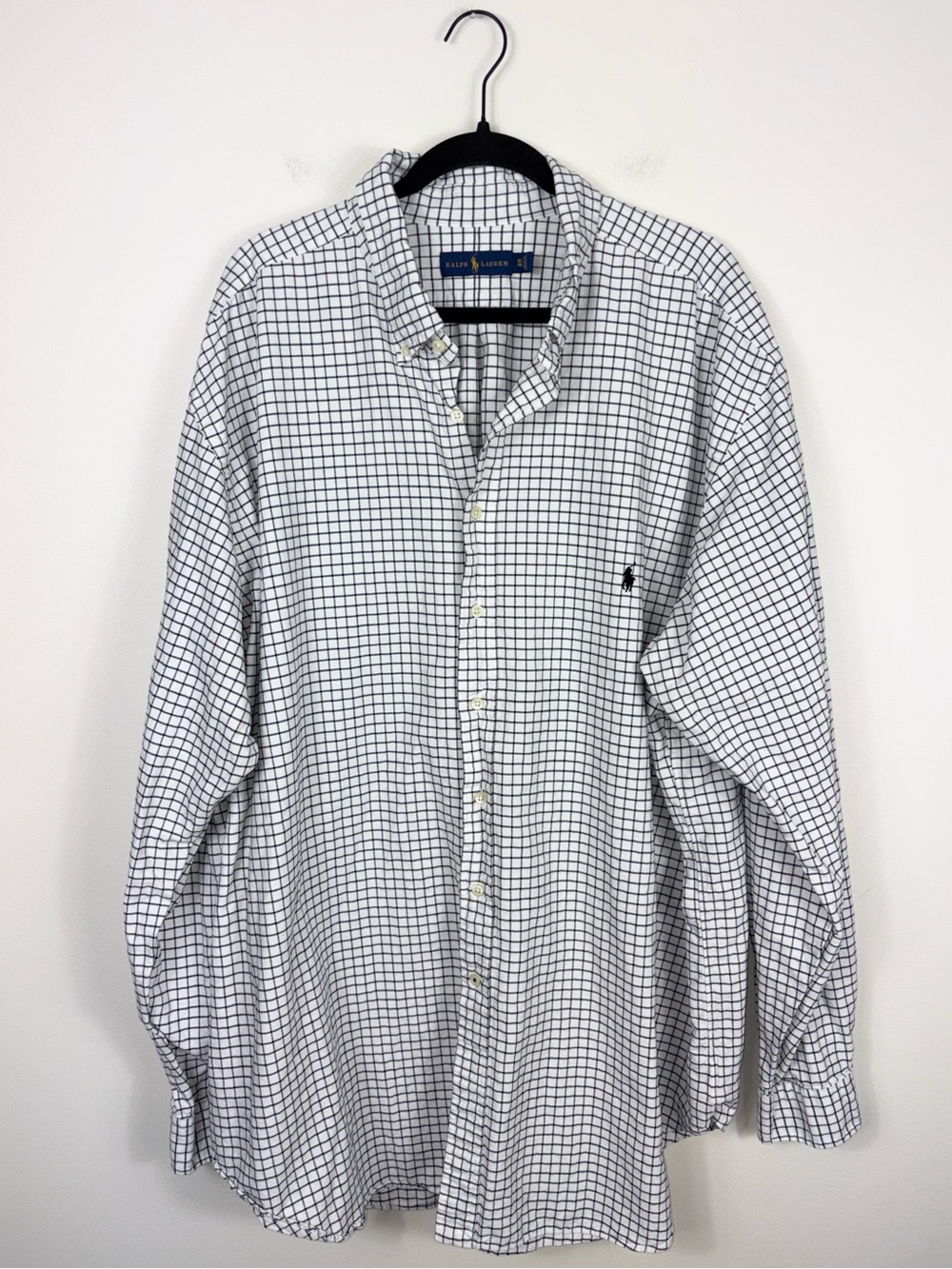 Polo Ralph Lauren Plaid Check Button Down Shirt Men’s 3XLT White Black Cotton